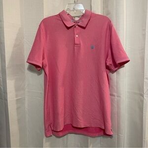 IZOD Mens Pink‎ w Blue Logo Polo Shirt Size Large